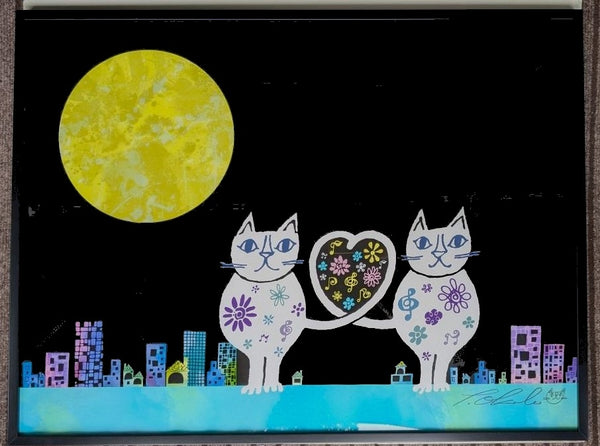 ジークレー版画3【お月様の下のハート】