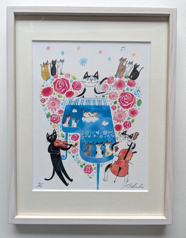おかべてつろう ジークレー版画３ 【ありがとうの花いっぱい)