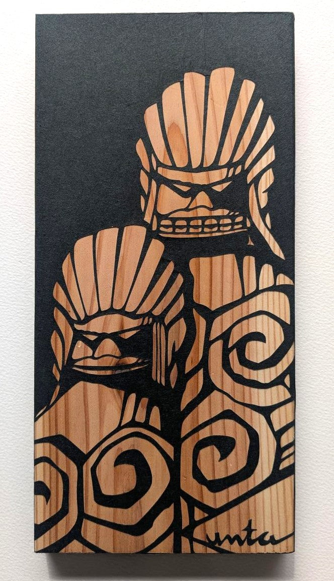 原画・一点物　　４　切り絵「円空さんの狛犬」