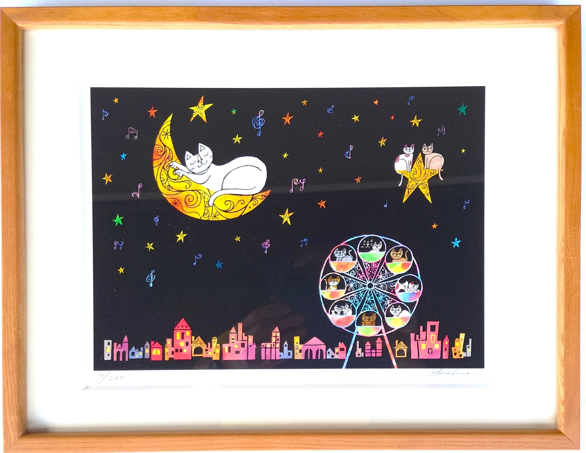 おかべてつろう ジークレー版画16【静かな夜】