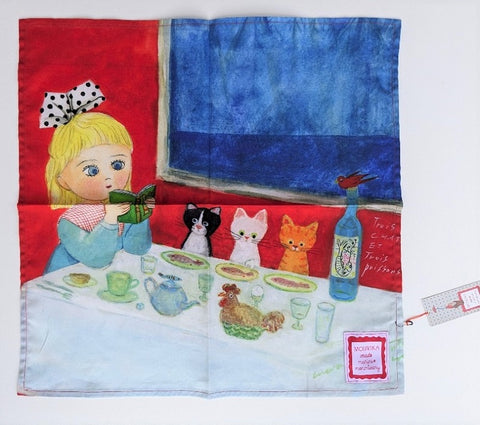 タペストリーハンカチーフ㉗　Trois chat et Trois poissons