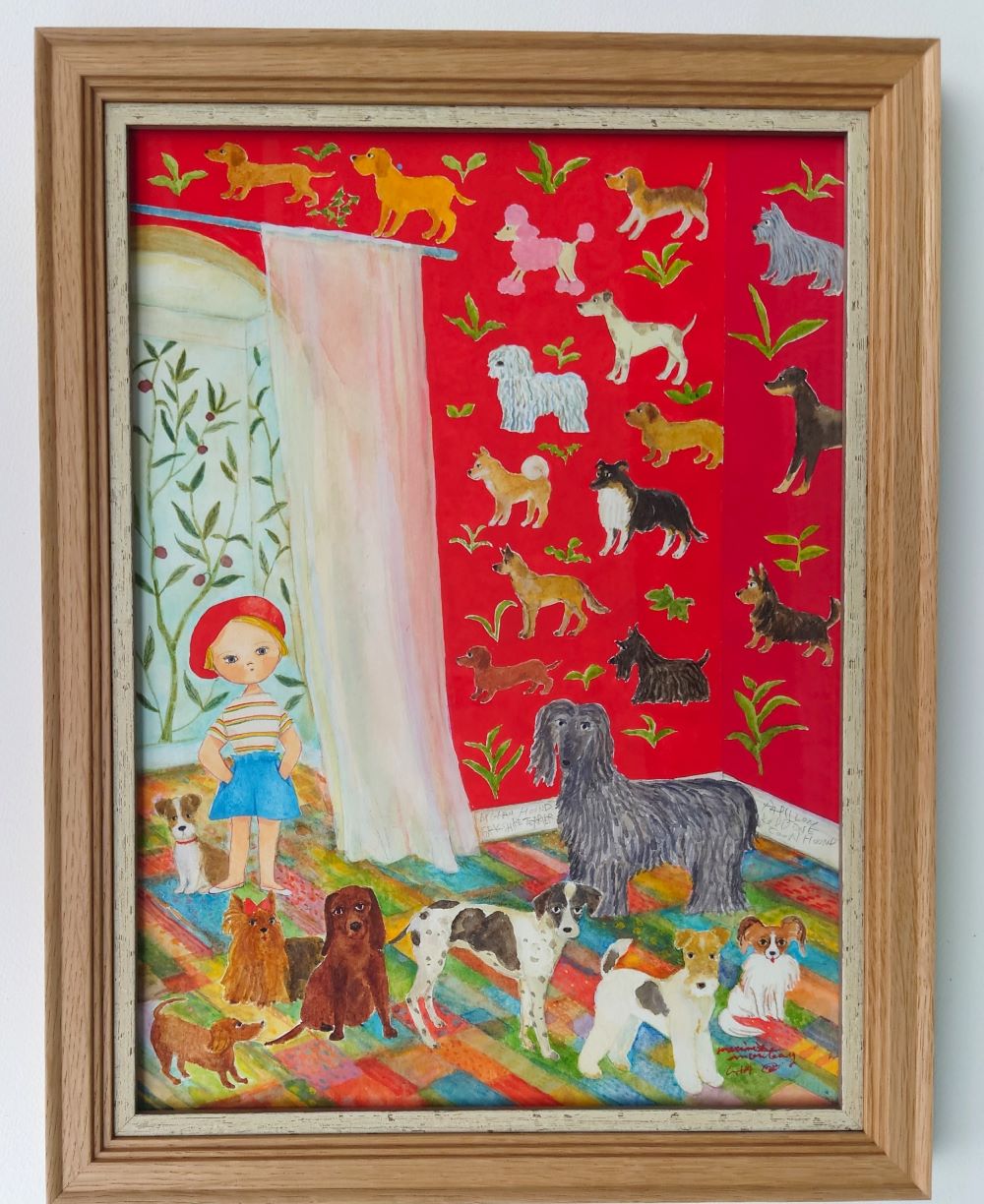 原画33 犬の壁紙とラリーキルト