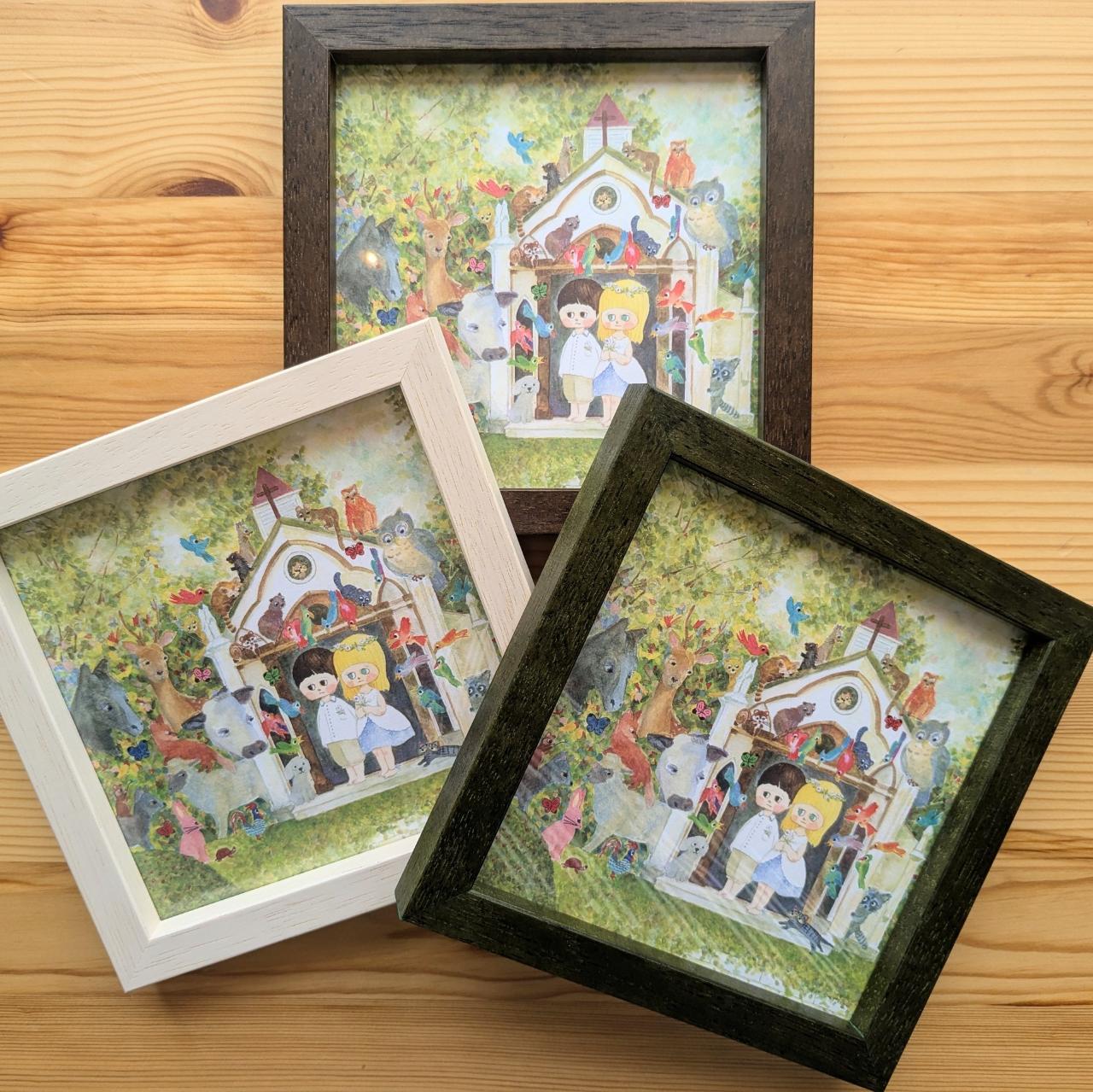 森の教会　カード額装