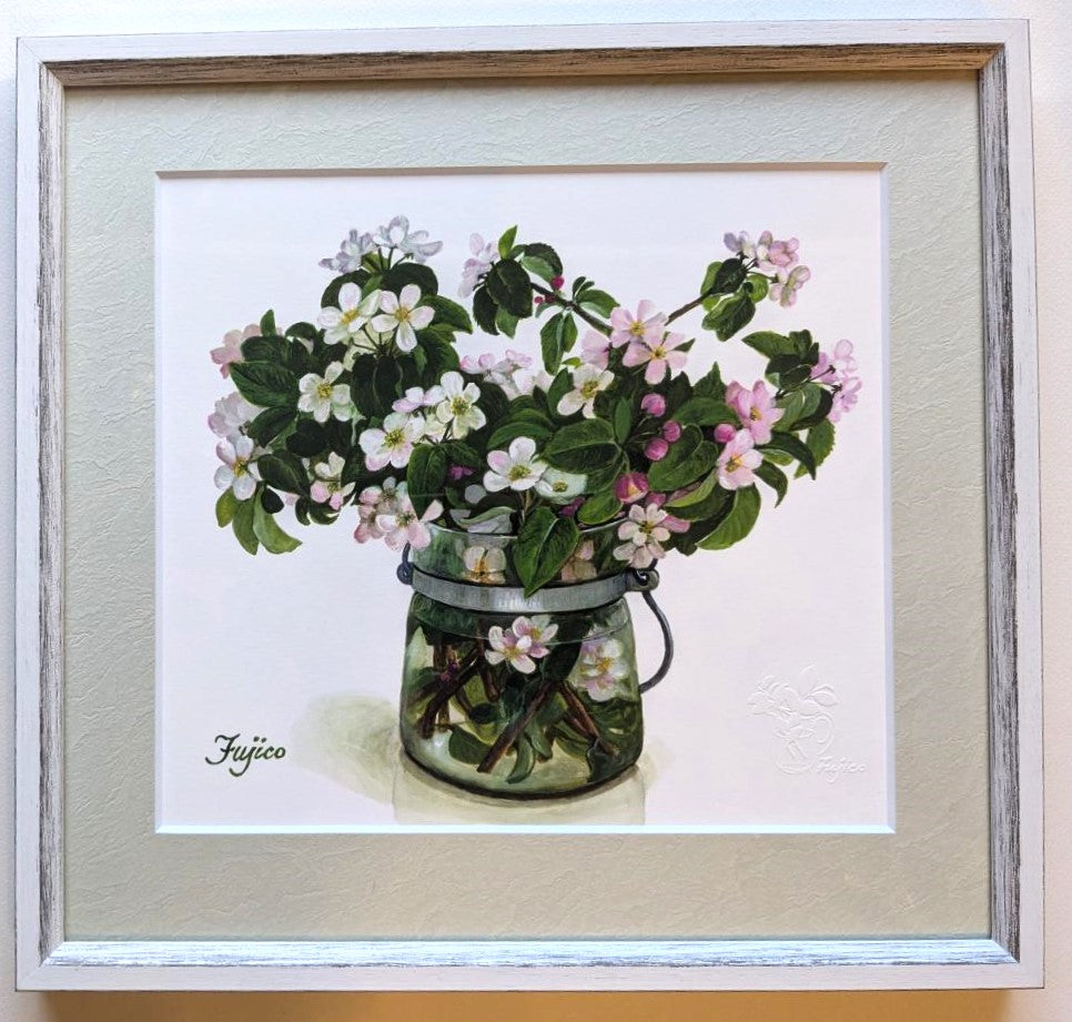 橋本不二子　版画S　リンゴの花